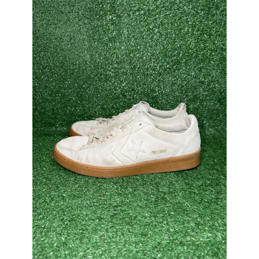 Converse Pro‎ Leather Shoes Mens Size 12 Beige Leather Low Top Comfort Sneakers